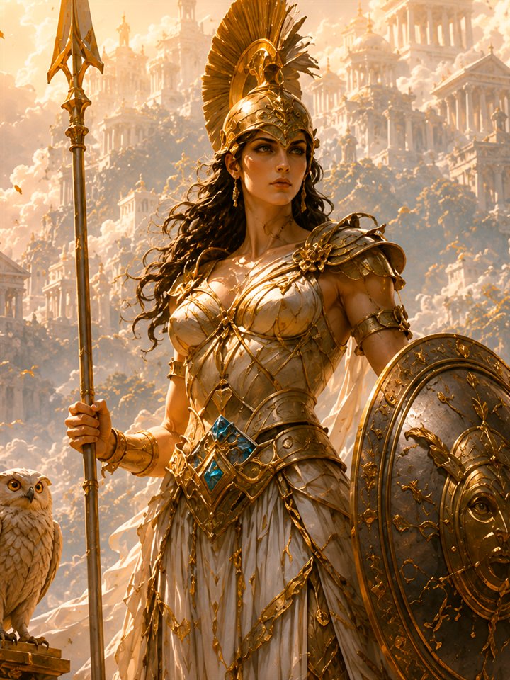 Athena, a playable divine champion in Devotheon